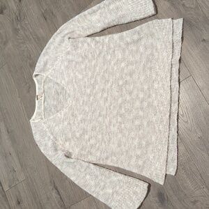 Free People alpaca mohair blend knit bell sleeve v-neck longline sweater